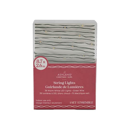 36ct. Warm White LED Bead String Lights on Green Wire by Ashland®